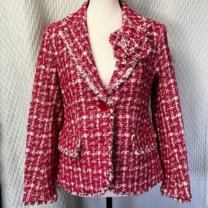 NWT Kate Spade Pink Multi size 6 plaid Tweed Blazer